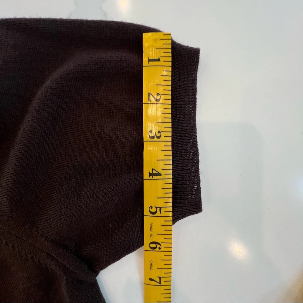 BROOKS BROTHERS 100% Wool Brown Short Sleeve Sweater, M - Picture 9 of 10